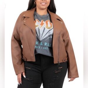CoffeeShop New York size 2X faux leather jacket in color Peanut
